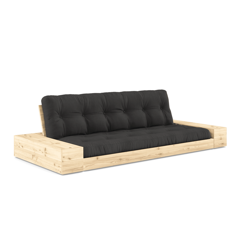 Karup Design BASE CLAIR LAQUÉ W. 2 SIDEBOXES CLAIR W. MATELAS MIXTE 5 COUCHES GRIS FONCÉ