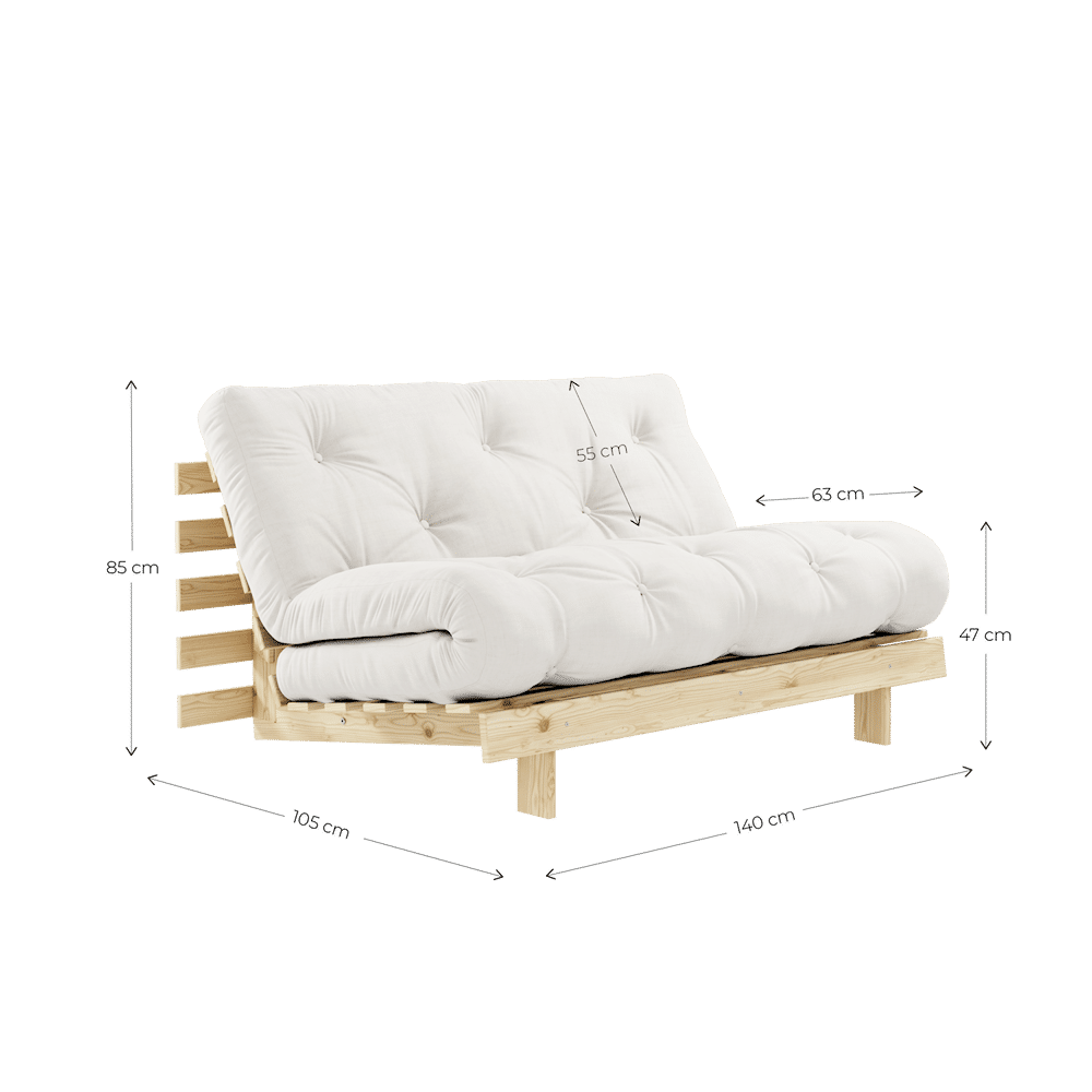 Design-WURZELN SCHWARZ LACKIERT 140X200 W. WURZELN MATRATZE NATÜRLICH