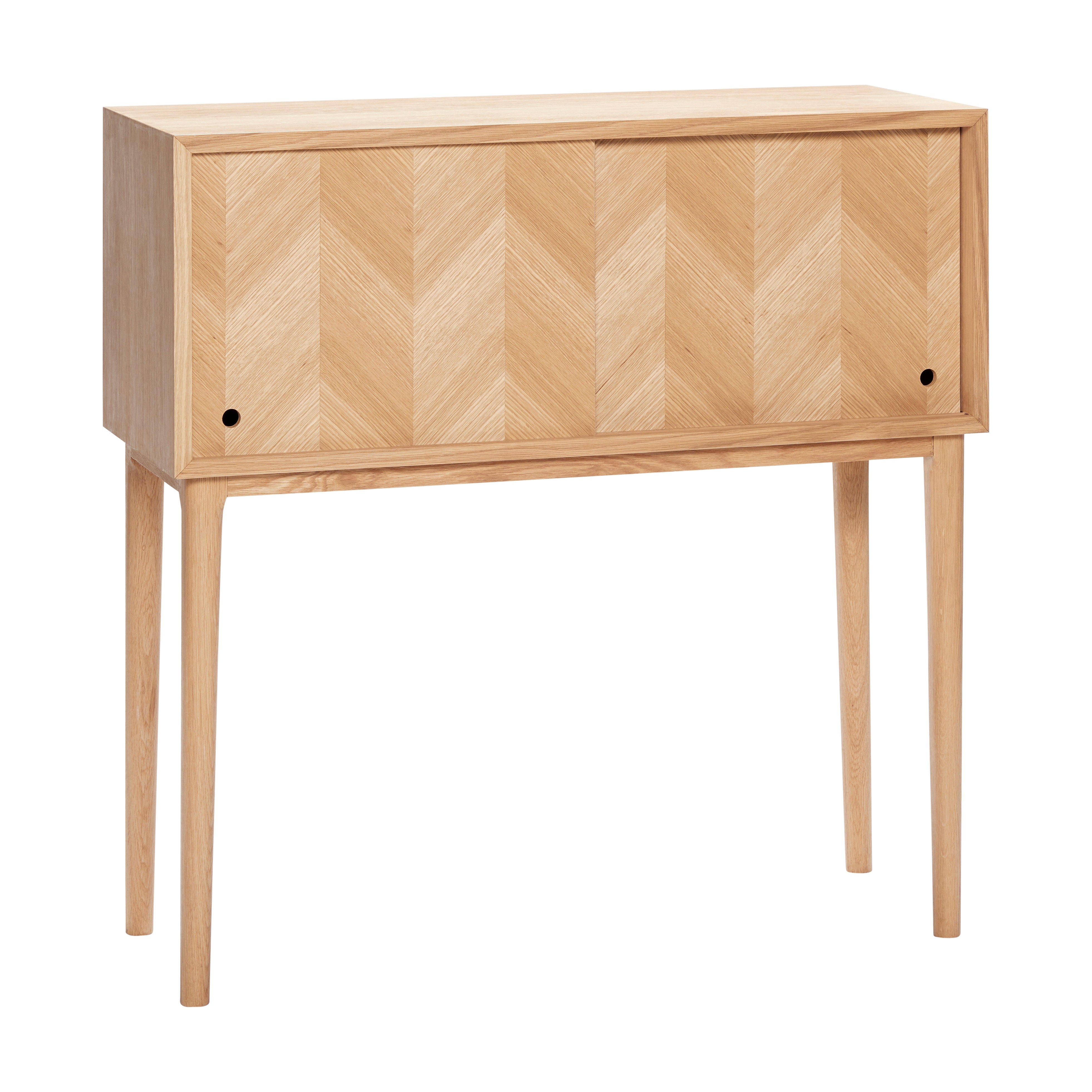 Hübsch Herringbone Mesa consola con puertas correderas Natural