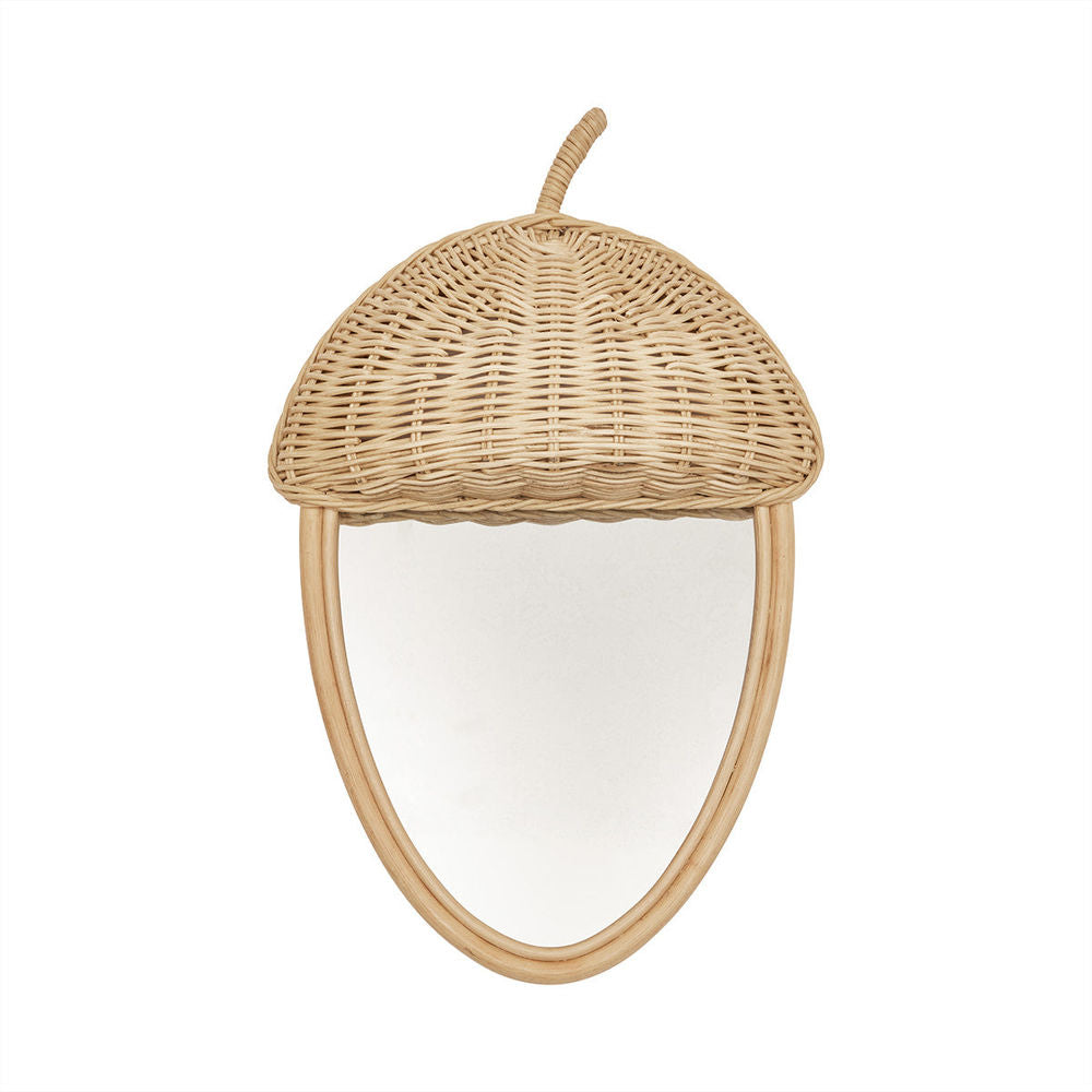 OYOY MINI Acorn Rattan Wandspiegel