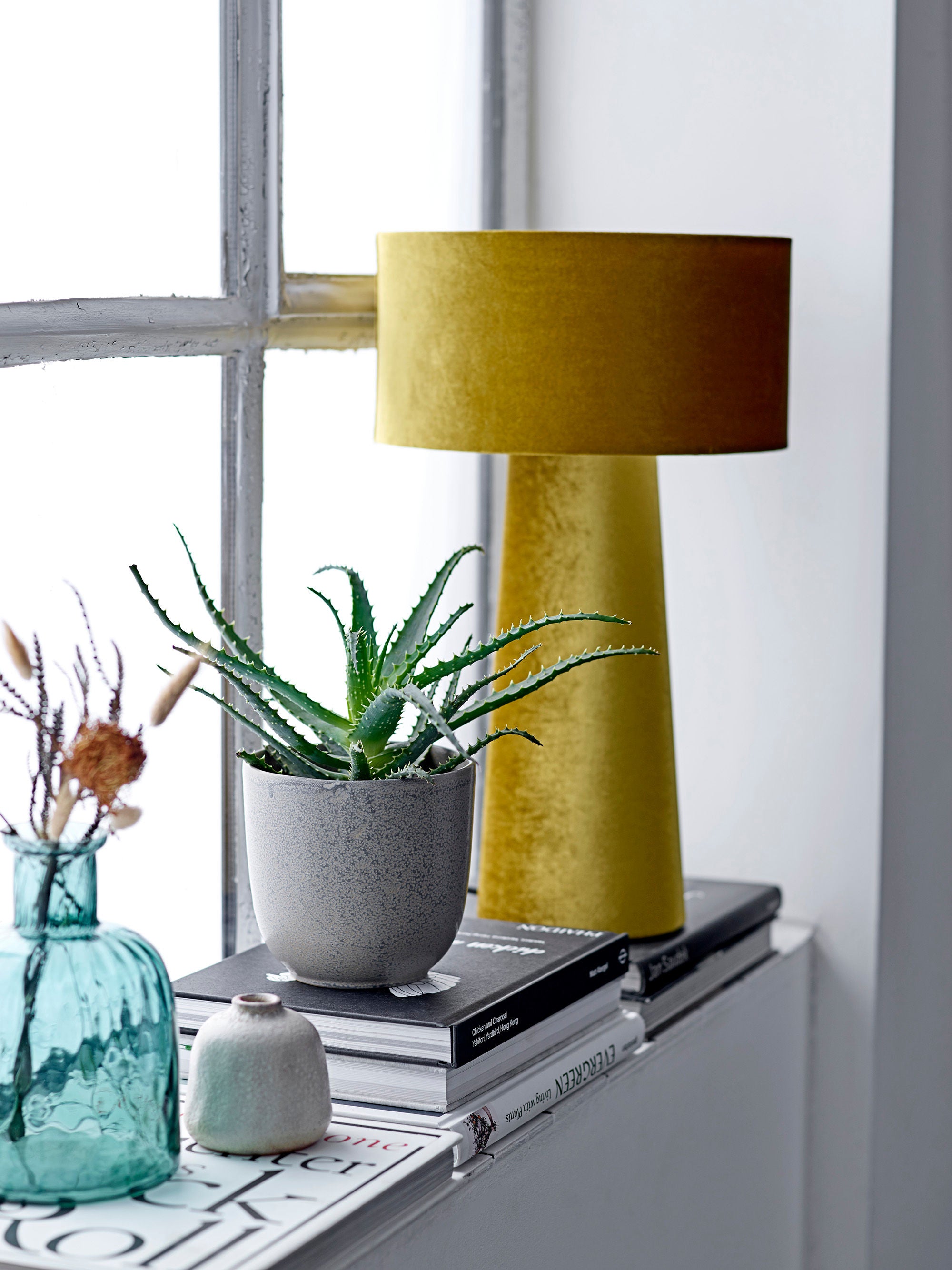 Bloomingville Lampe de table Dafna, Jaune, Polyester