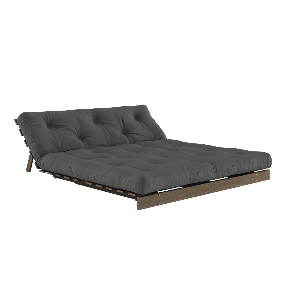 Karup Design RACINES CAROBE BRUN 160X200 W. SUÈDE MATELAS GRIS FONCÉ