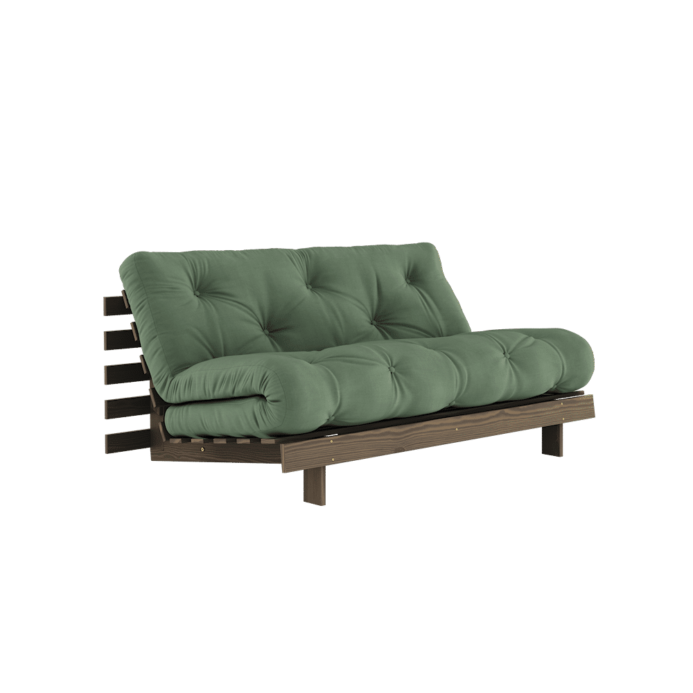 Karup Design RACINES CAROBE BRUN 160X200 W. ROOTS MATELAS VERT OLIVE