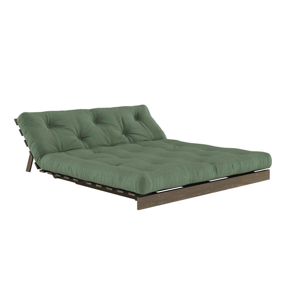 Karup Design RACINES CAROBE BRUN 160X200 W. ROOTS MATELAS VERT OLIVE