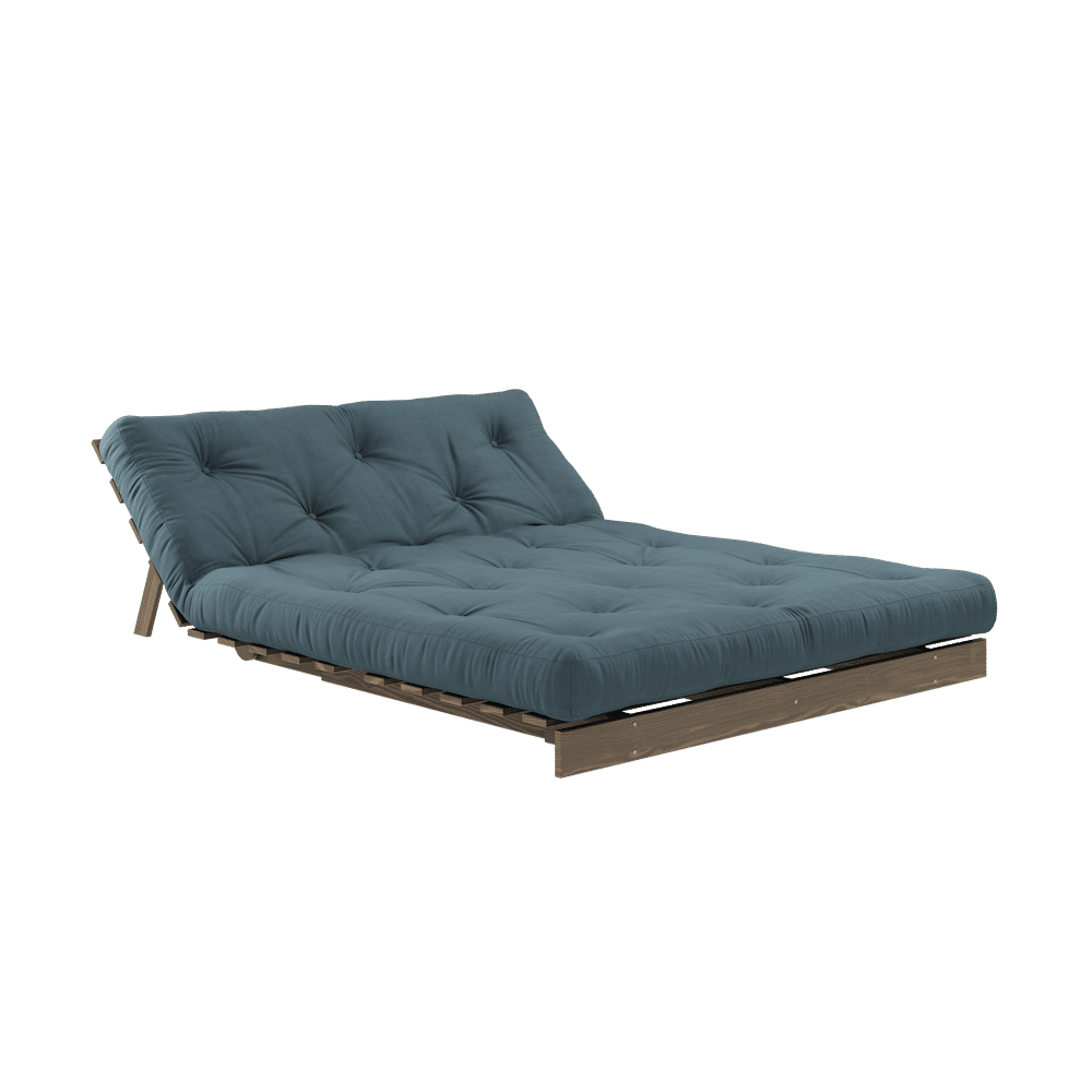 Design ROOTS CAROBE BRUN 140X200 W. MATELAS BLEU PÉTROLE