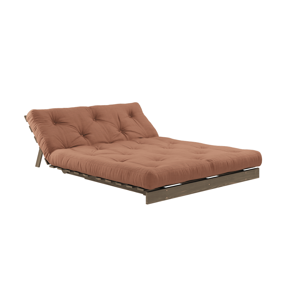 RACINES CAROBE BRUN 140X200 W. MATELAS CLAY BRUN