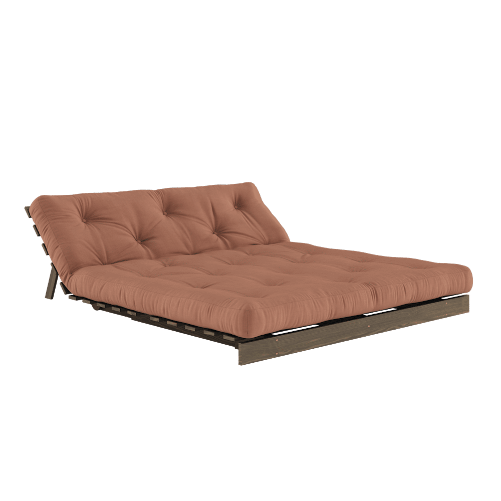 RACINES CAROBE BRUN 160X200 W. MATELAS CLAY BRUN