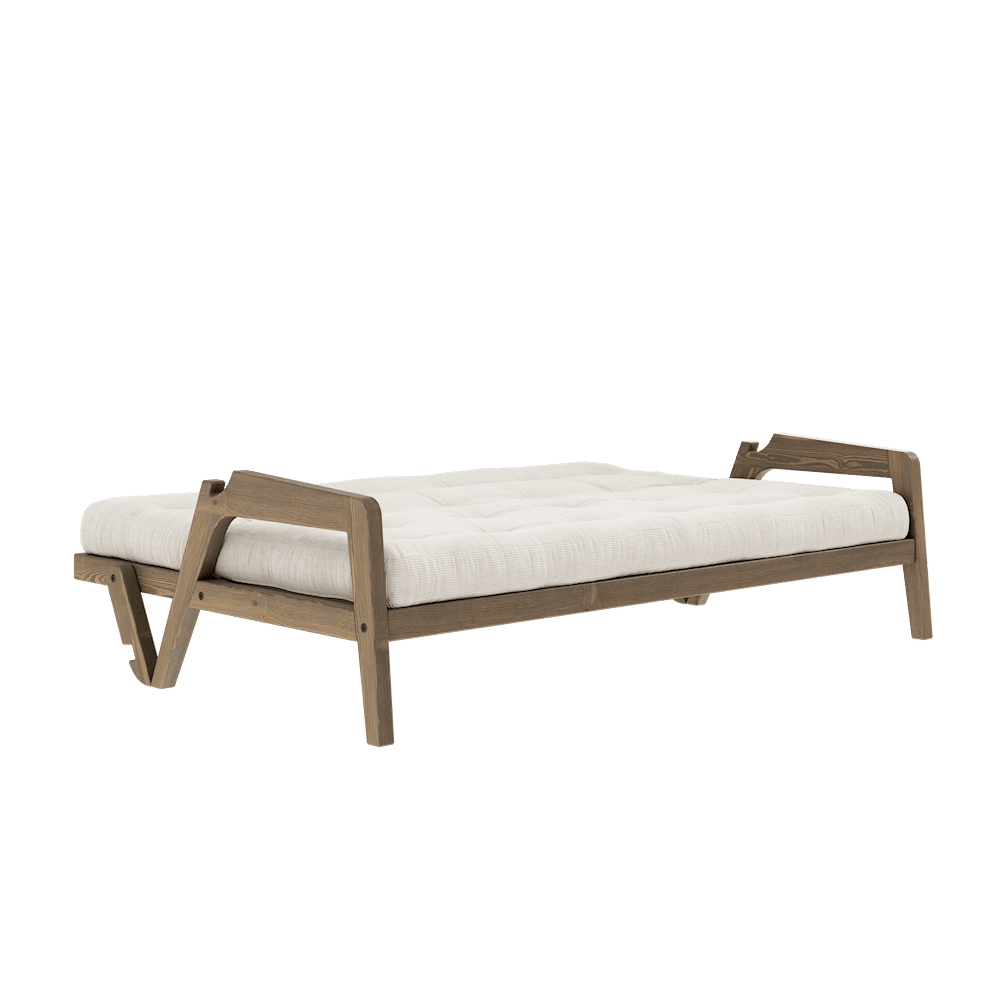 Design SAISIR CAROBE MARRON LAQUÉ W. MATELAS MIXTE 5 COUCHES IVOIRE