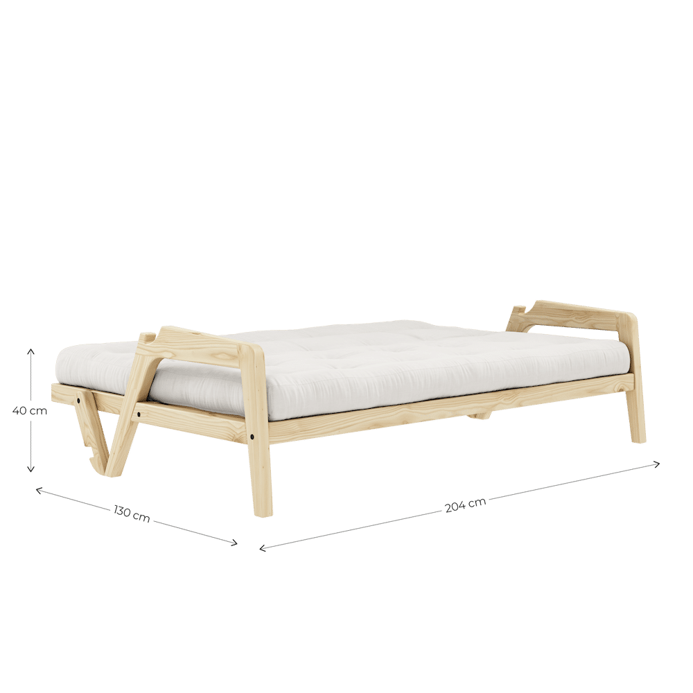 Design SAISIR CAROBE MARRON LAQUÉ W. MATELAS MIXTE 5 COUCHES IVOIRE