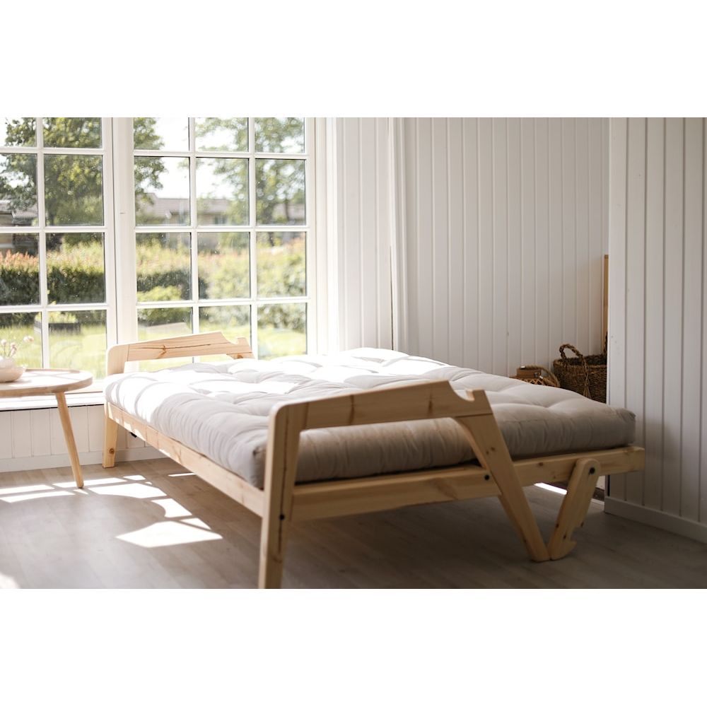 Design SAISIR CAROBE MARRON LAQUÉ W. MATELAS MIXTE 5 COUCHES IVOIRE