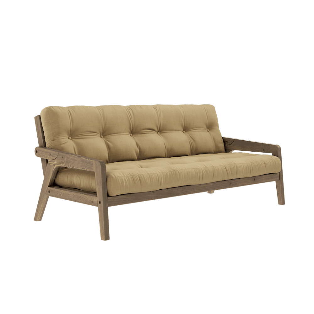 Karup Design SAISIR CAROBE MARRON LAQUÉ W. MATELAS MIXTE 5 COUCHES BLÉ BEIGE