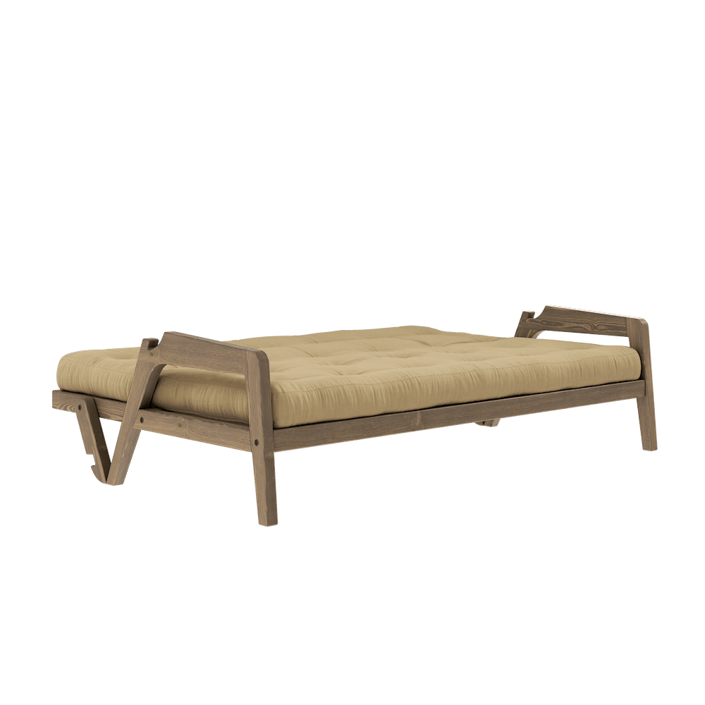 Karup Design SAISIR CAROBE MARRON LAQUÉ W. MATELAS MIXTE 5 COUCHES BLÉ BEIGE