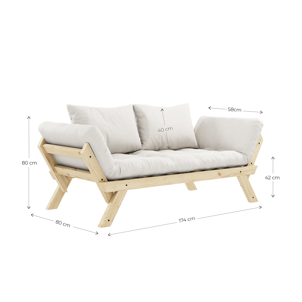 BEBOP CLAIR LAQUE W. MATELAS MIXTE 4 COUCHES NATUREL