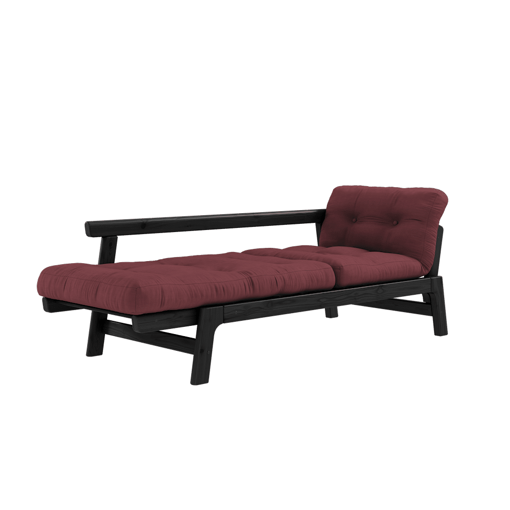 Marchepied design Karup laqué noir W. Matelas de marche Bordeaux