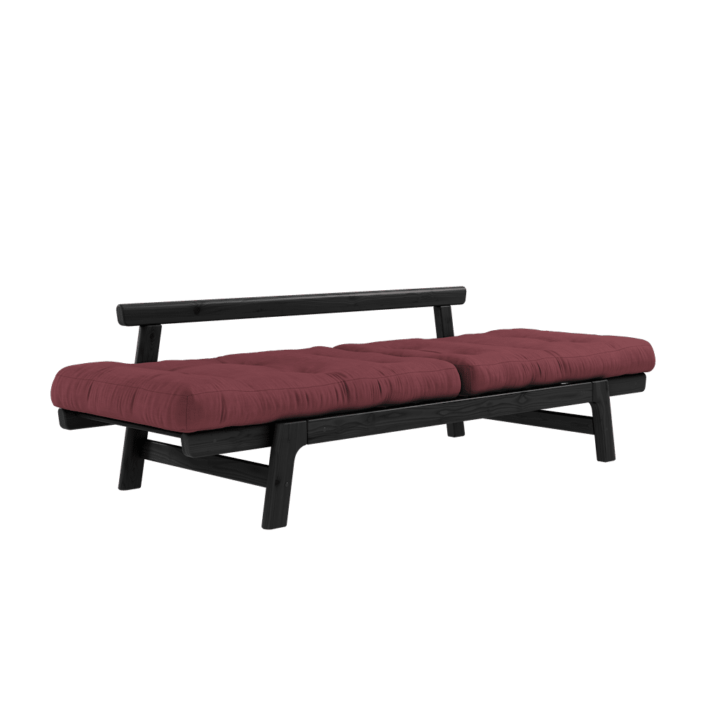 Marchepied design Karup laqué noir W. Matelas de marche Bordeaux