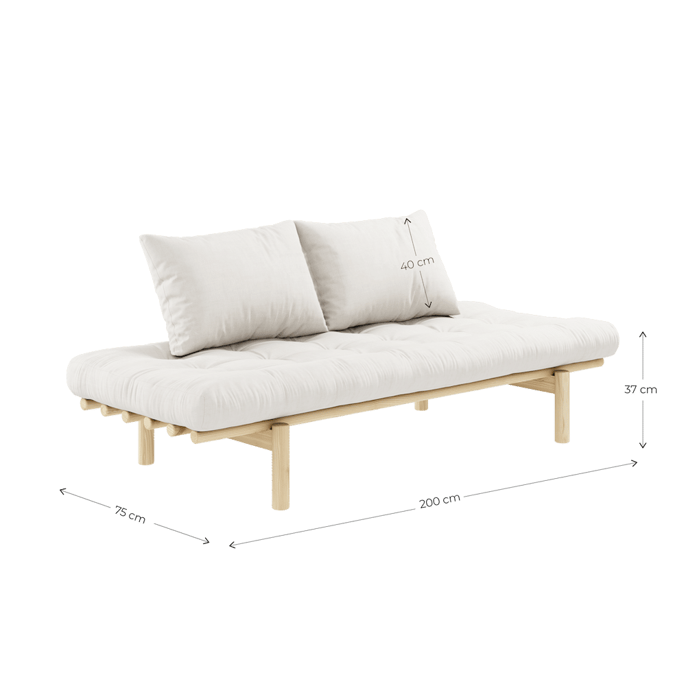 Karup Design PACE DAYBED CLARO LACADO W. COLCHÓN MIXTO 4 CAPAS GRIS OSCURO