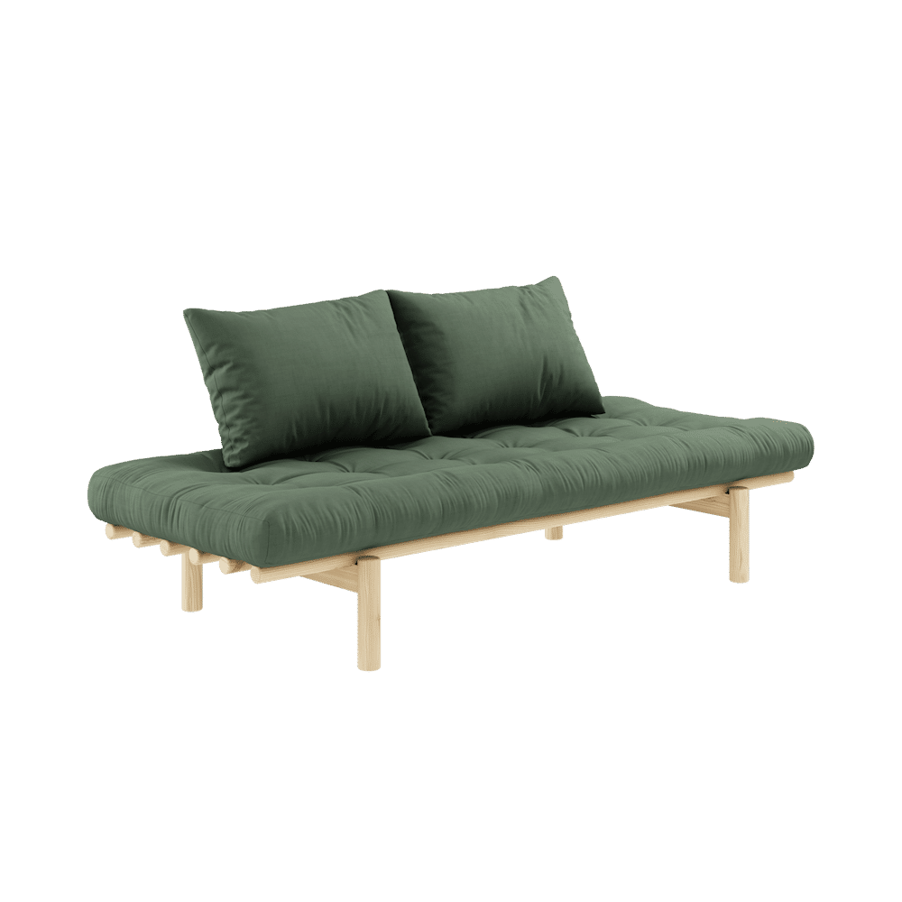 Karup Design PACE DAYBED CLARO LACADO W. COLCHÓN MIXTO 4 CAPAS VERDE OLIVA