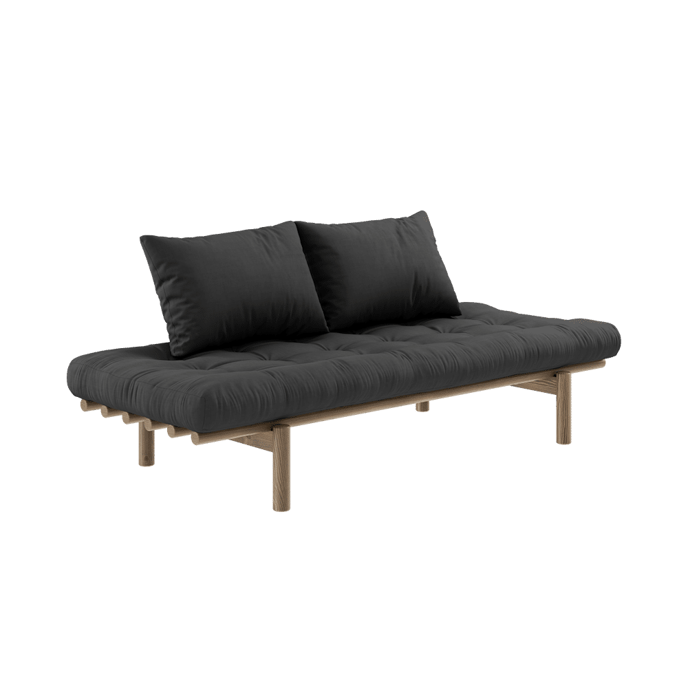 Karup Design PACE DAYBED CAROB LACADO MARRÓN W. COLCHÓN MIXTO 4 CAPAS GRIS OSCURO