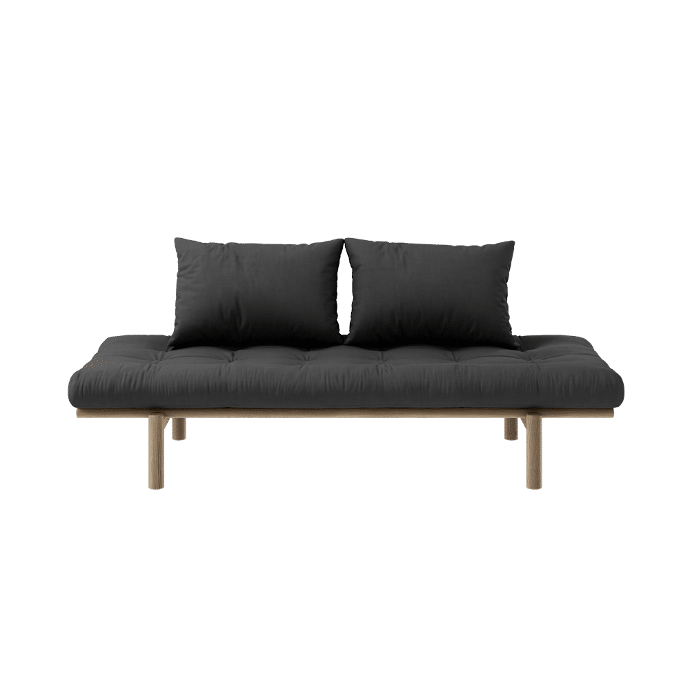 Karup Design PACE DAYBED CAROB LACADO MARRÓN W. COLCHÓN MIXTO 4 CAPAS GRIS OSCURO