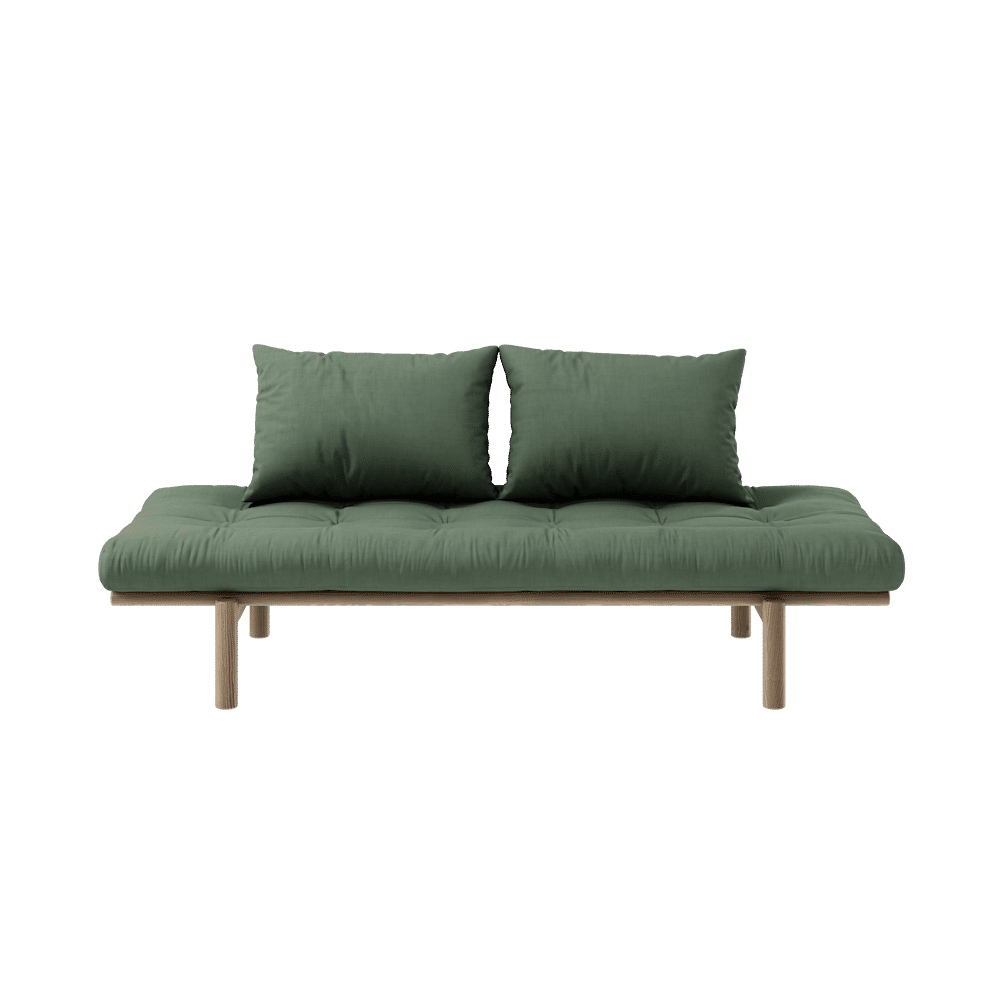 Karup Design PACE DAYBED CAROB LACADO MARRÓN W. COLCHÓN MIXTO 4 CAPAS VERDE OLIVA