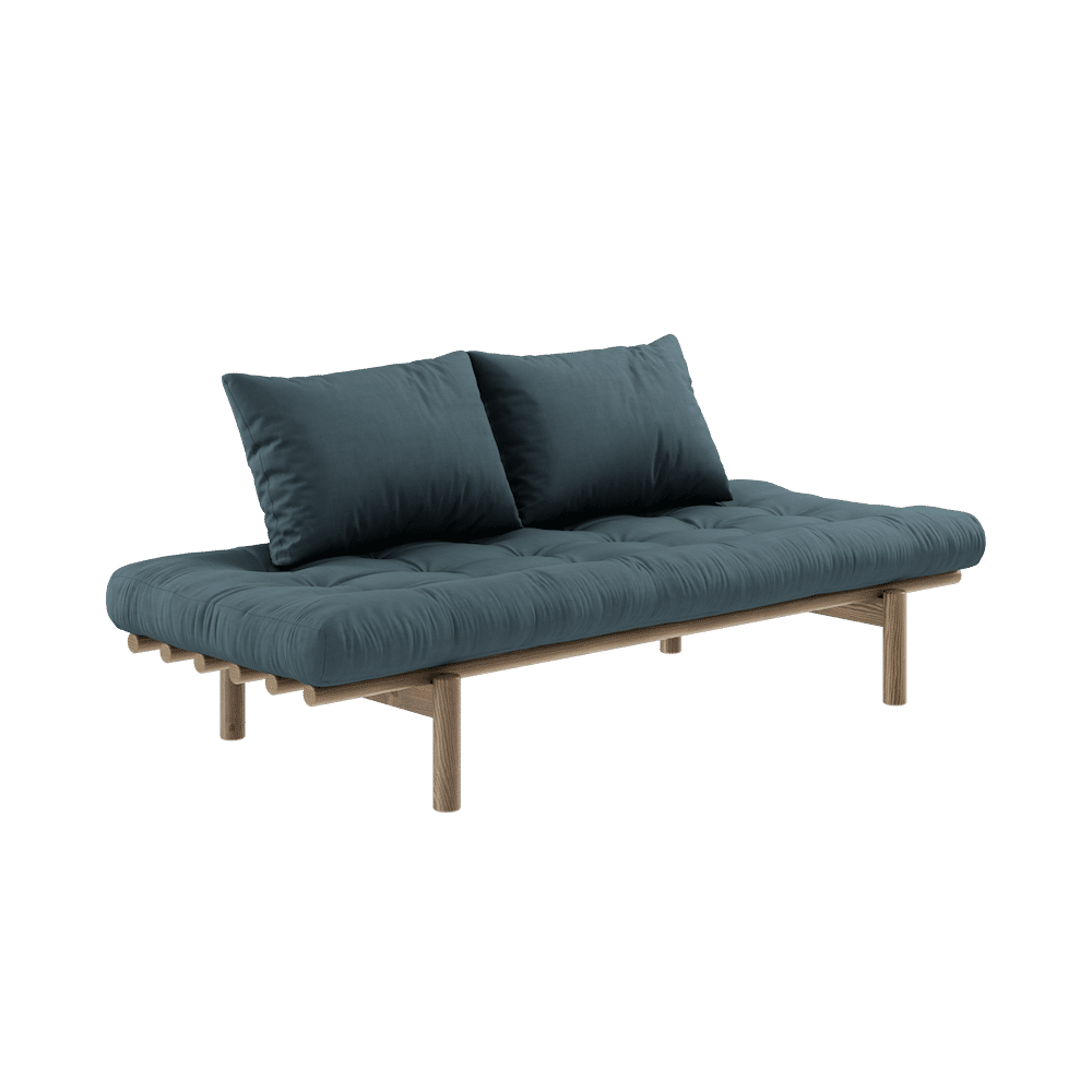 Karup Design PACE DAYBED CAROB LACADO MARRÓN W. COLCHÓN MEZCLADO 4 CAPAS AZUL GASOL