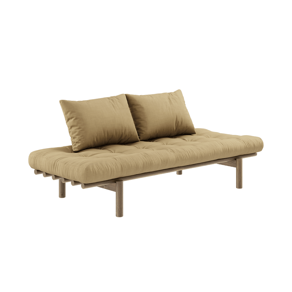 Karup Design PACE DAYBED CAROB LACADO MARRÓN W. COLCHÓN MIXTO 4 CAPAS TRIGO BEIGE