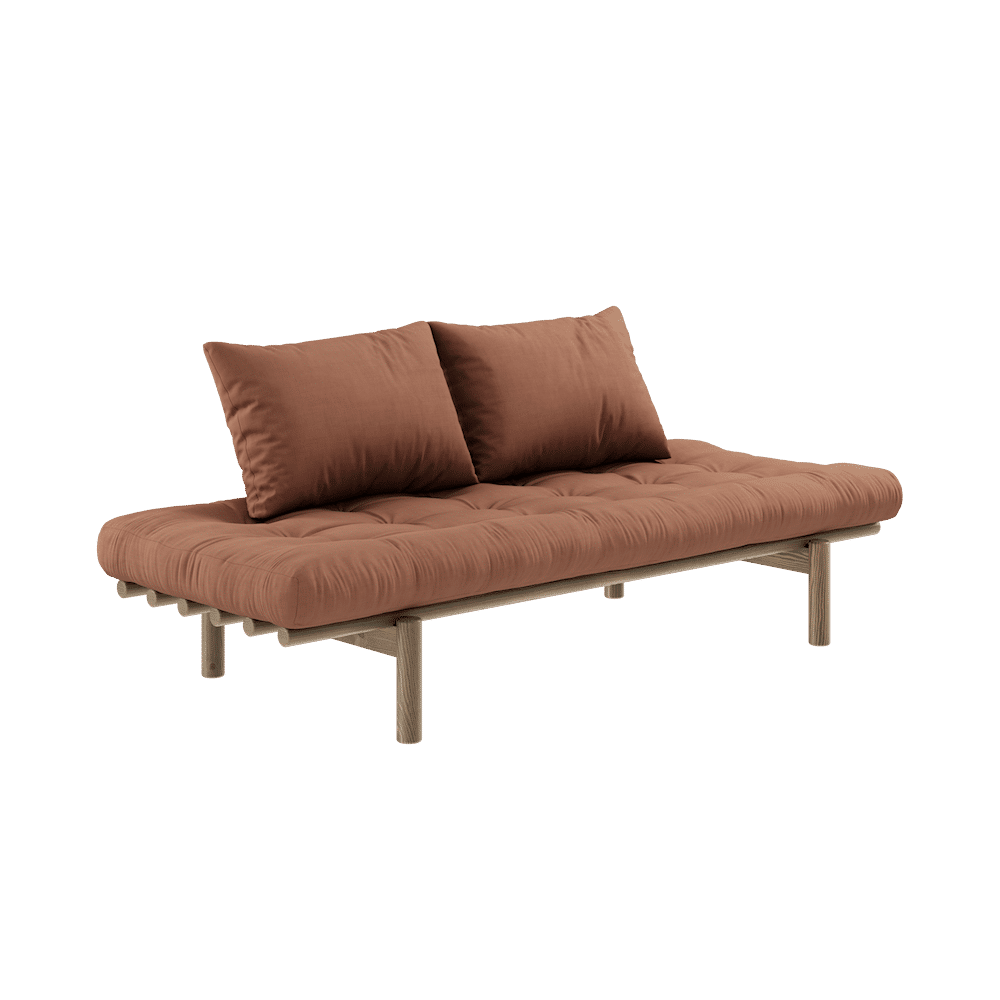 Karup Design PACE DAYBED CAROB LACADO MARRÓN W. COLCHÓN 4 CAPAS MEZCLADO ARCILLA MARRÓN