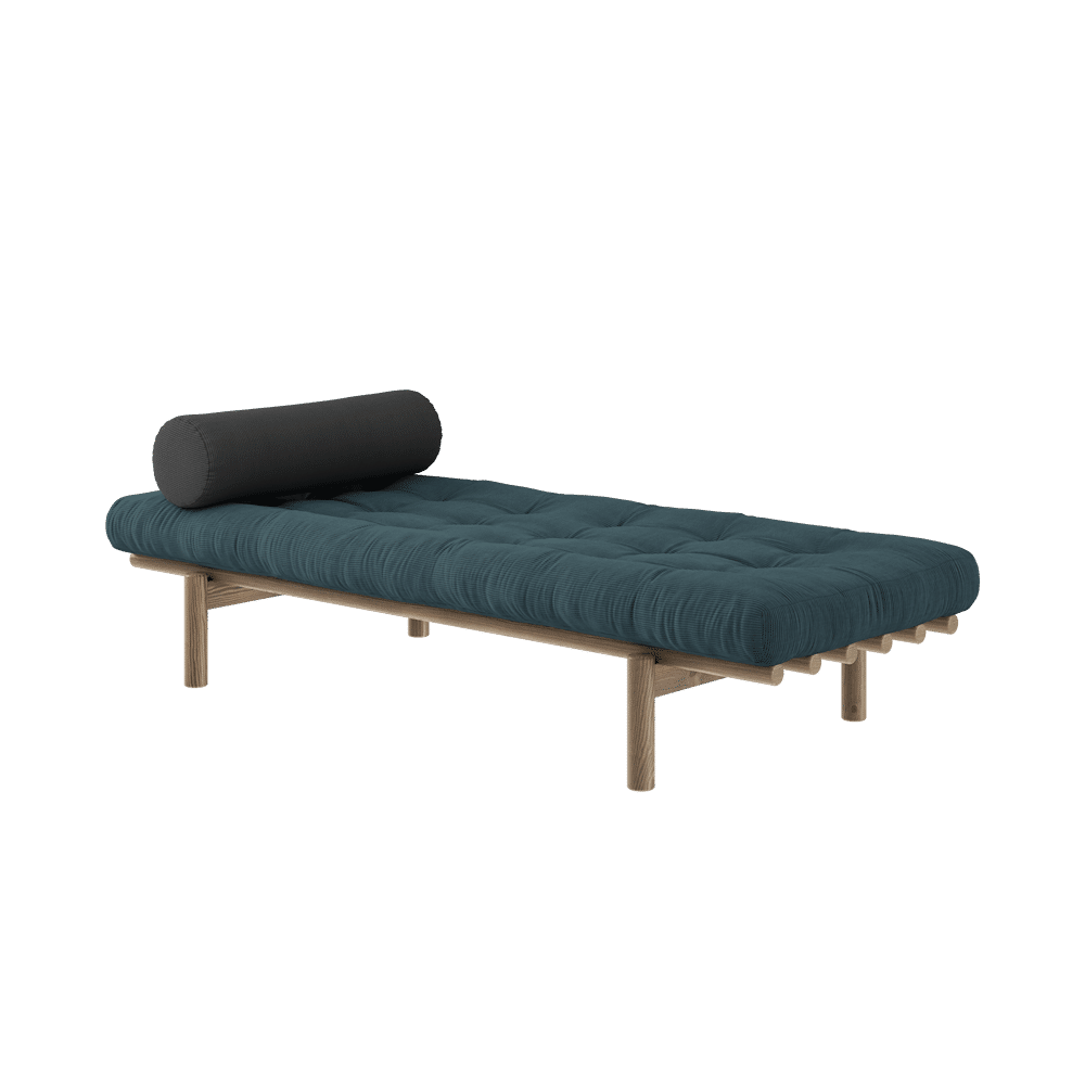 Karup Design SUIVANT DAYBED CAROBE MARRON LAQUÉ W. MATELAS MIXTE 4 COUCHES BLEU PÂLE