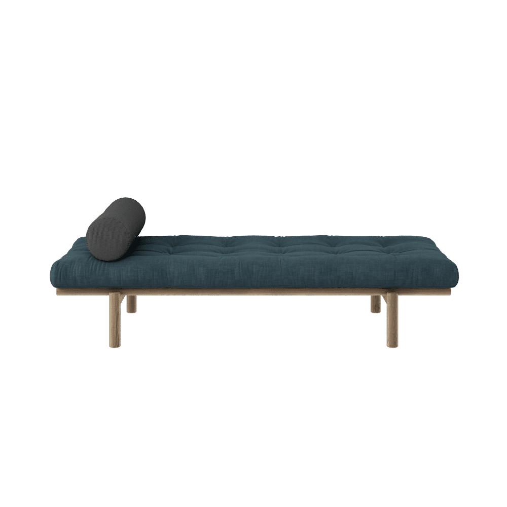 Karup Design SUIVANT DAYBED CAROBE MARRON LAQUÉ W. MATELAS MIXTE 4 COUCHES BLEU PÂLE