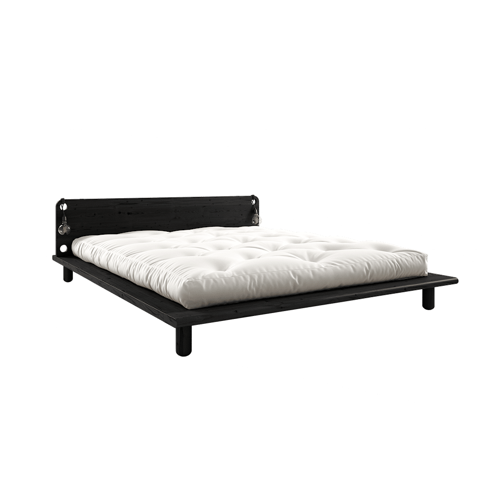 CARup Design PEEK BETT SCHWARZ LACKIERT 140X200 W. 2 BETT LAMPEN