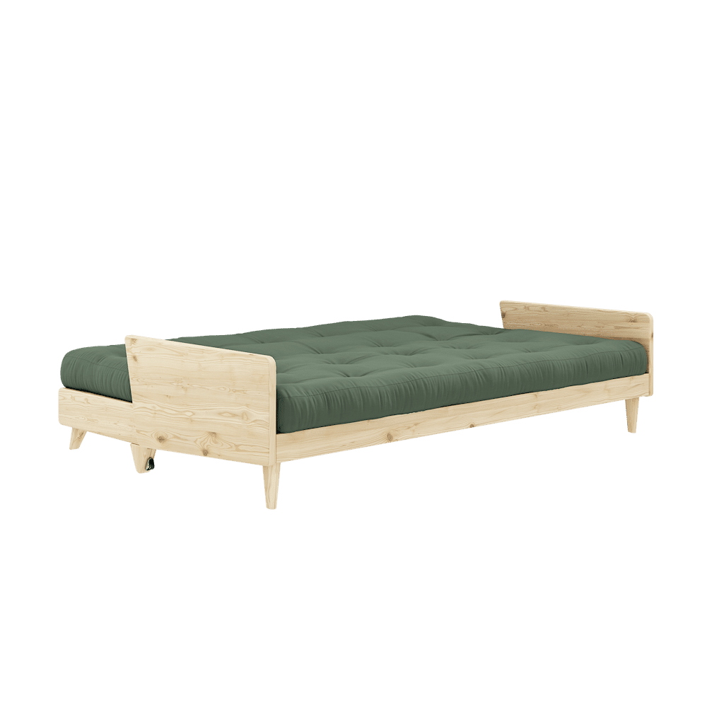 Karup Design INDIE CLEAR LACQUERED W. 5-LAYER MIXED MATTRESS OLIVE GREEN