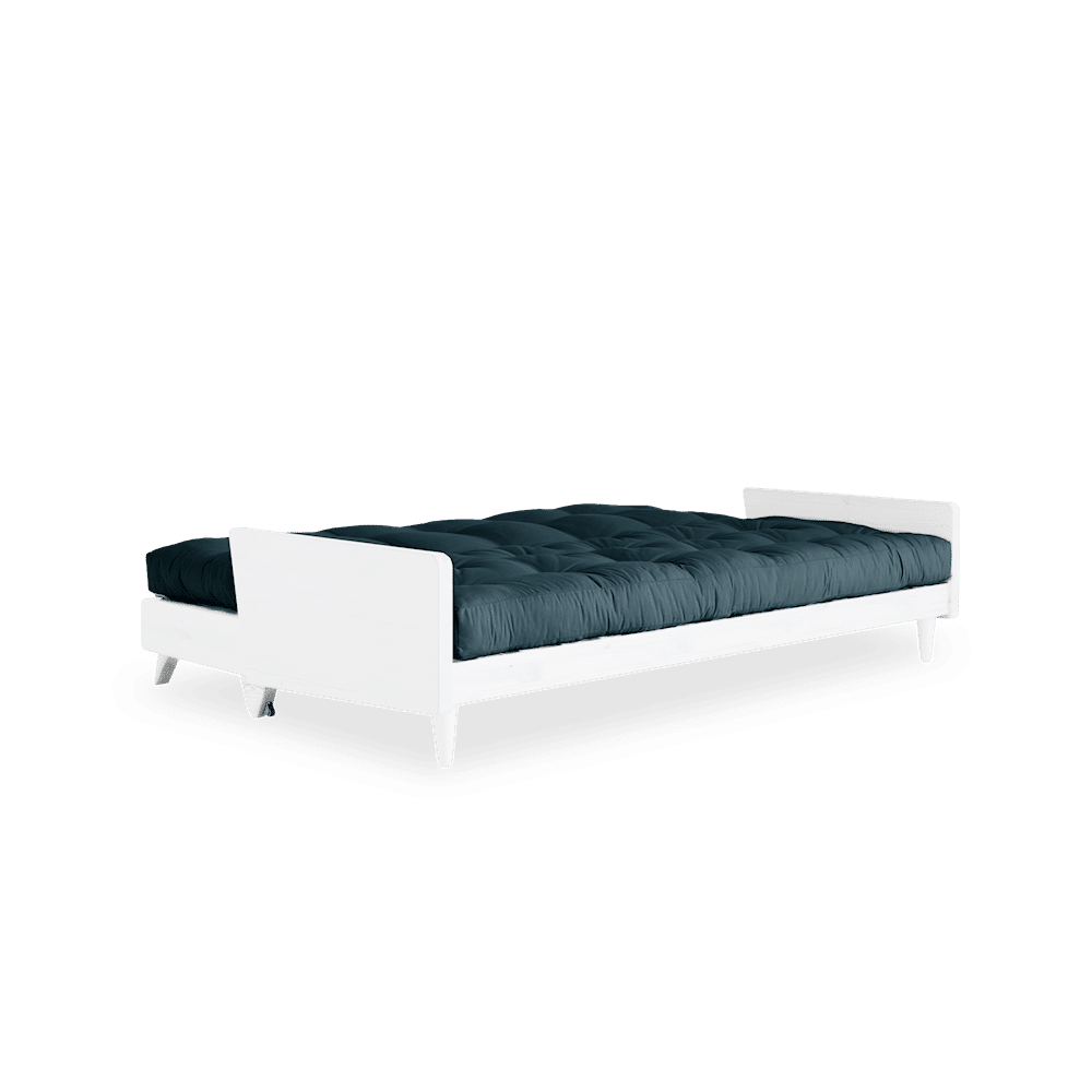 Karup Design INDIE WHITE LACQUERED W. 5-LAYER MIXED MATTRESS PETROL BLUE