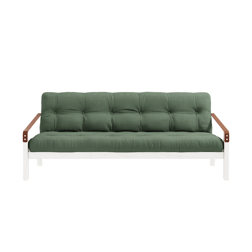 Karup Design POÉSIE LAQUÉE BLANC W. MATELAS MIXTE 5 COUCHES VERT OLIVE