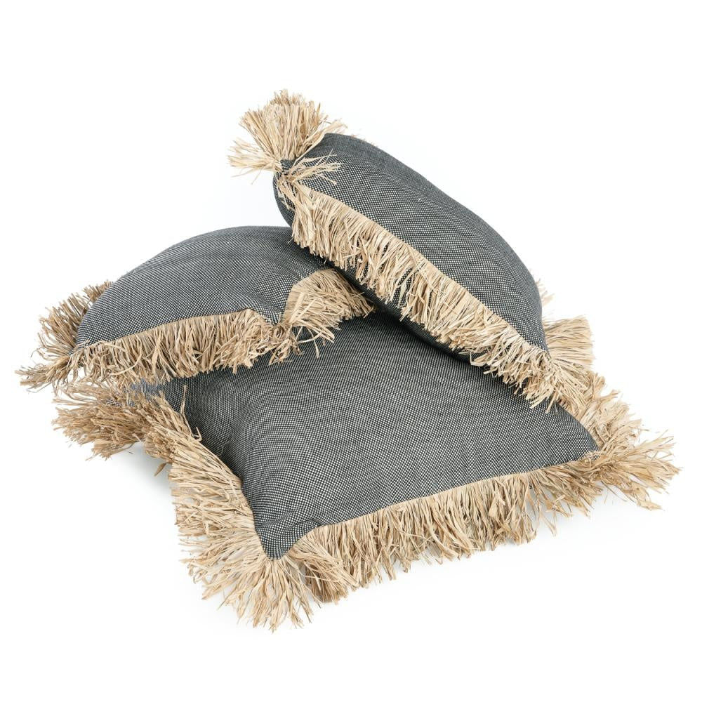 Bazar Bizar la housse de coussin Bonita coton-noir naturel-60x60