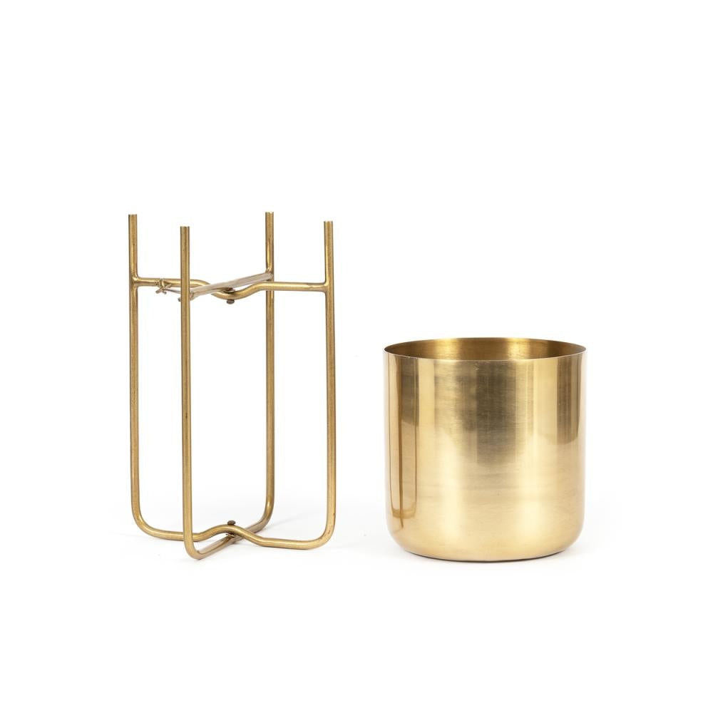 Bazar Bizar The Brass Planter on Stand-Latón-L