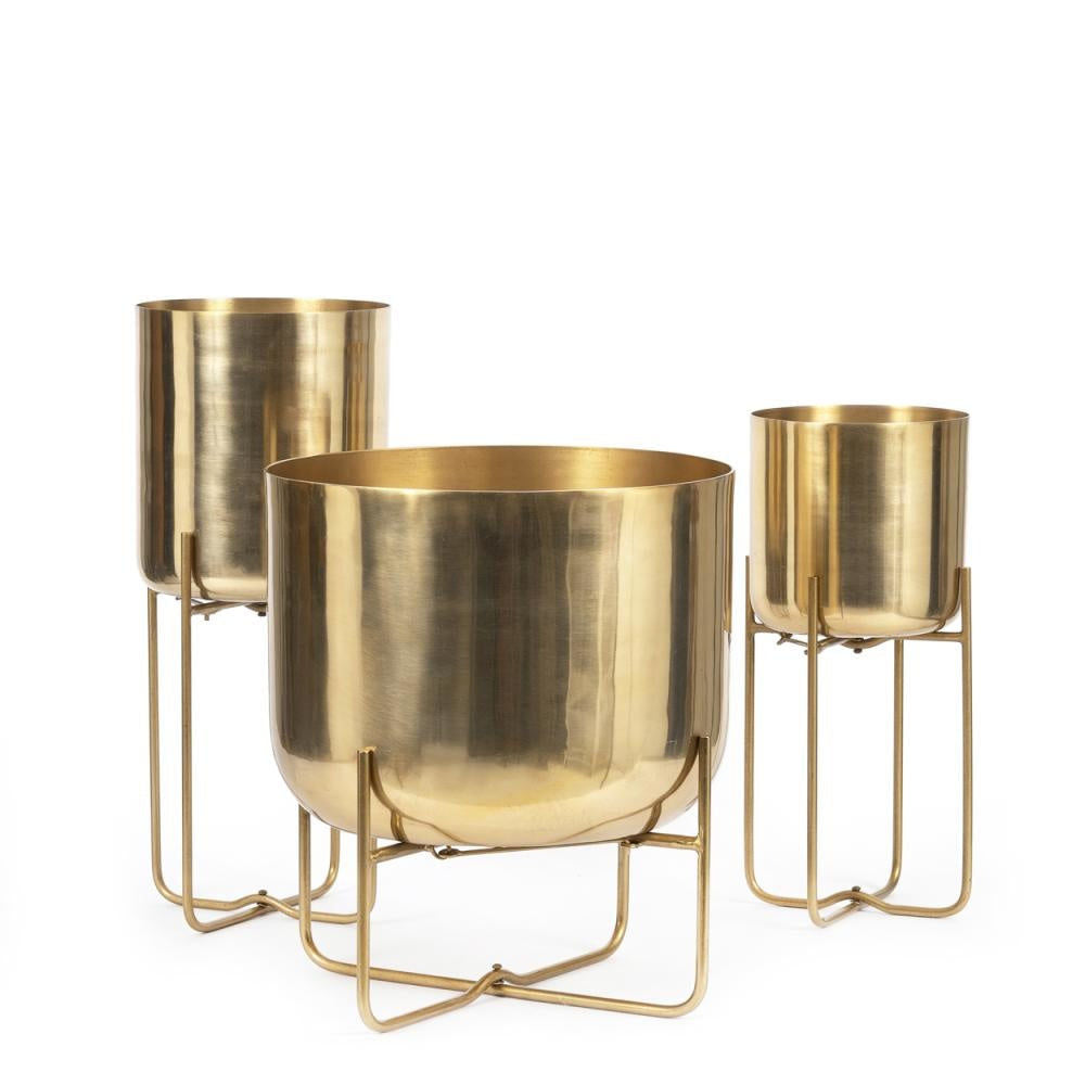 Bazar Bizar The Brass Planter on Stand-Latón-L