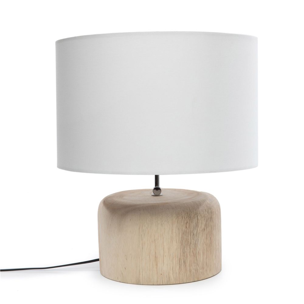 Bazar Bizar De Teck Lampe de table en bois-Blanc naturel