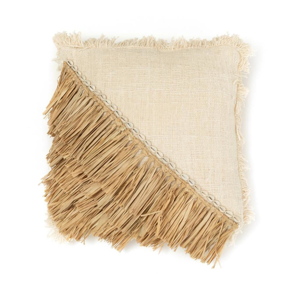 Bazar Bizar De Raffia Kissen bezug aus Baumwolle-Naturel weiß-40x40