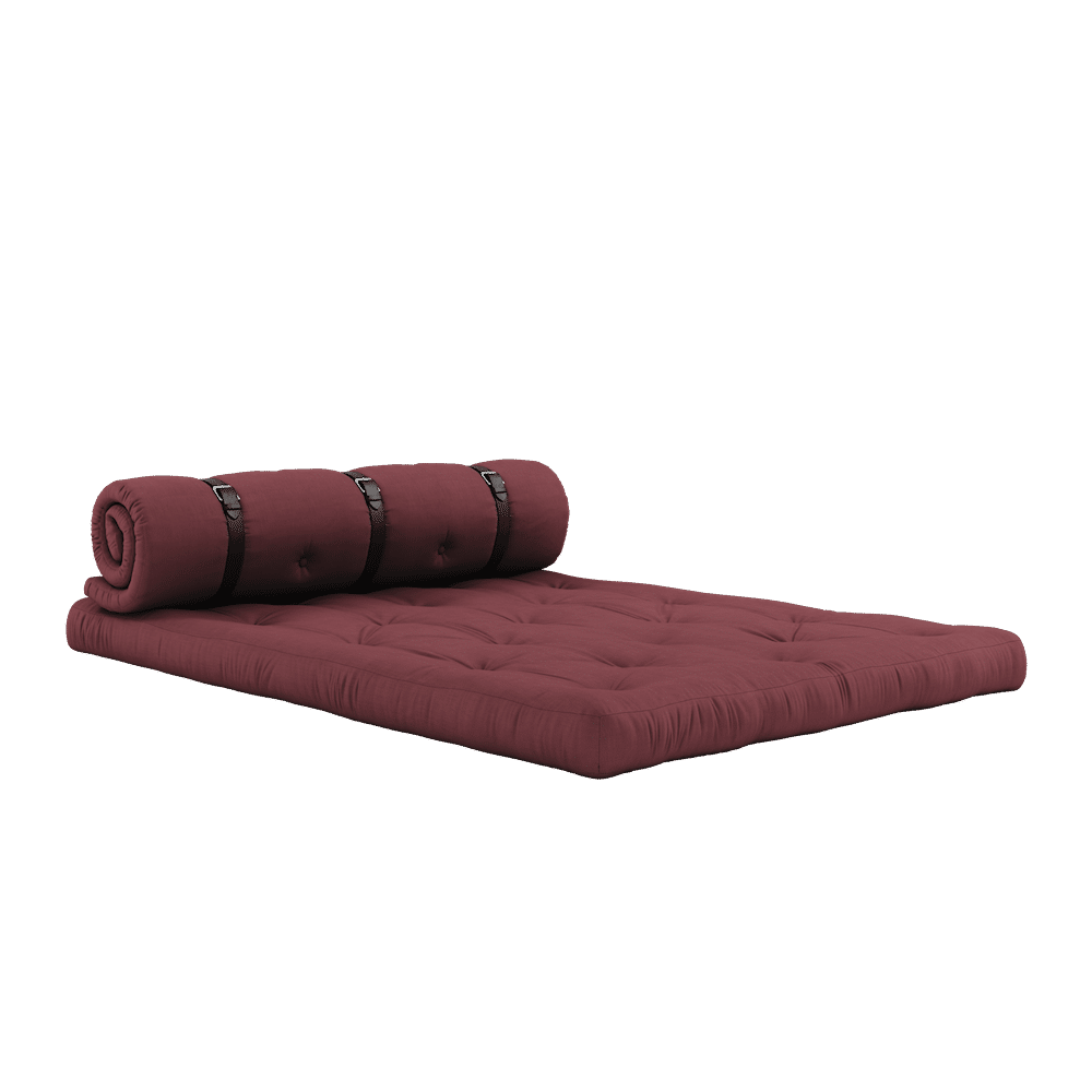 Karup Design SCHNELL-UP SOFA BORDEAUX W. 3 BRAUNTER LEDER GÜRTEL