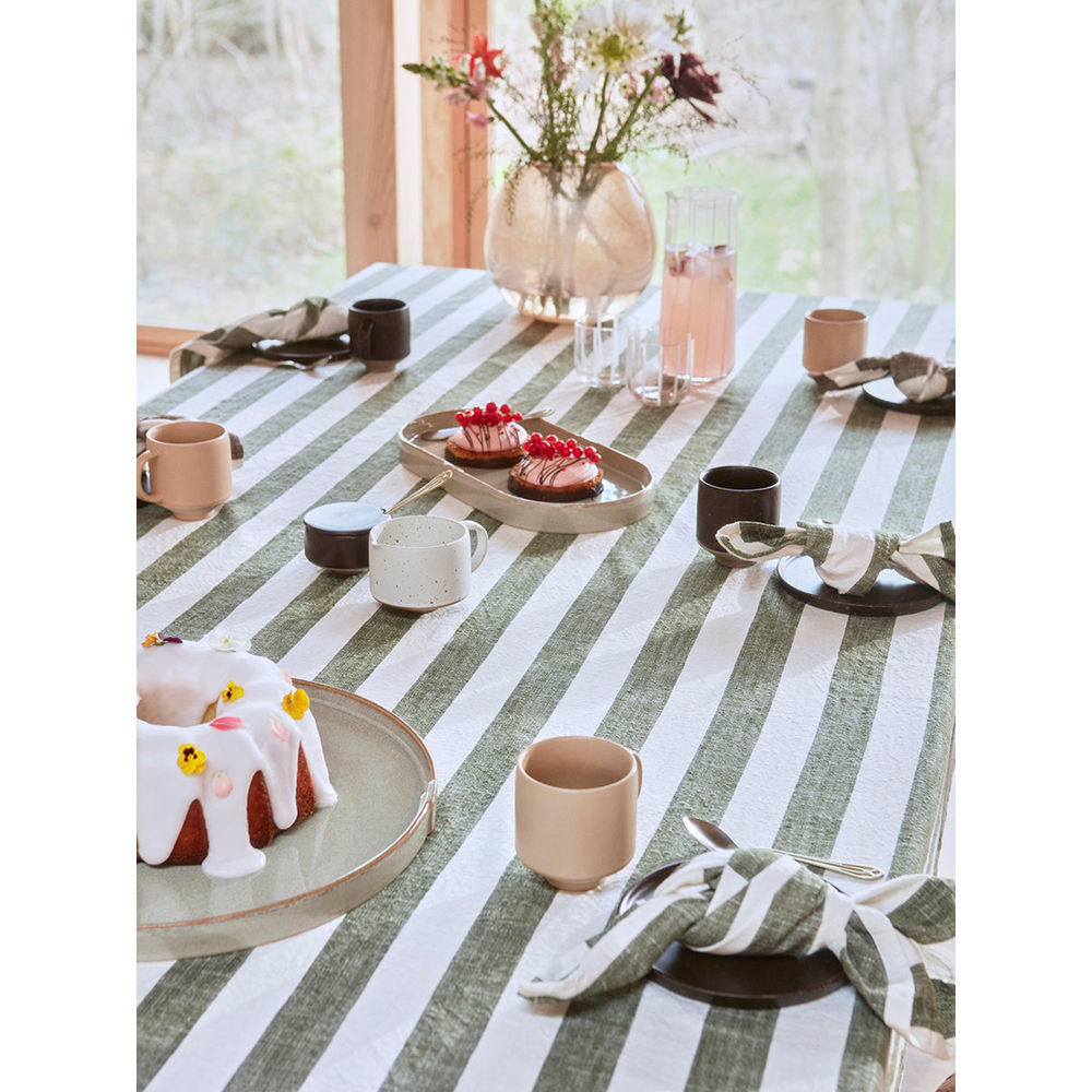 OYOY LIVING Striped Tablecloth - 260x140 cm - Olive