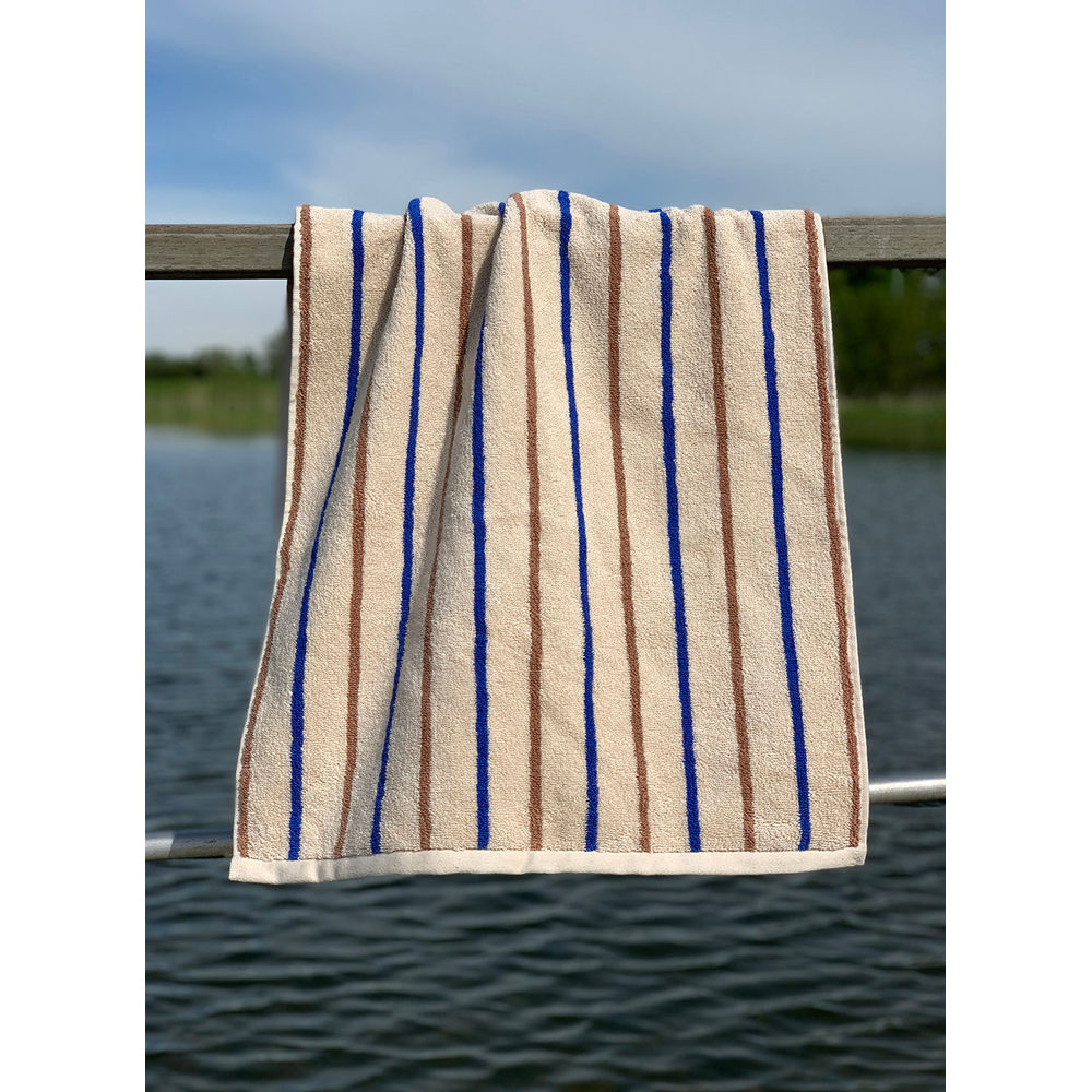 OYOY LIVING Raita Towel-100x150 cm - Caramel/Bleu optique