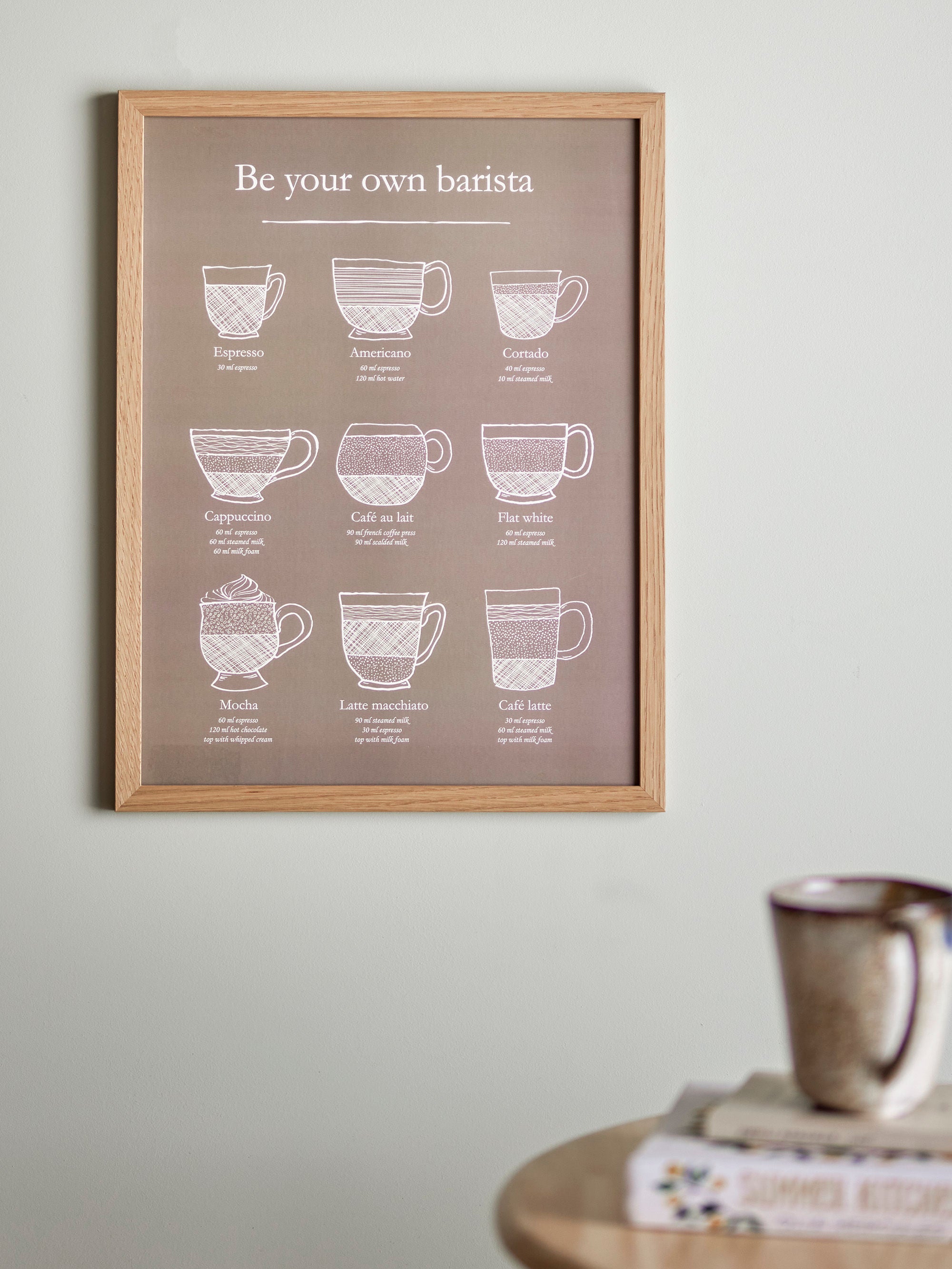 Bloomingville Koffie Illustratie met Frame, Natuur, Eik