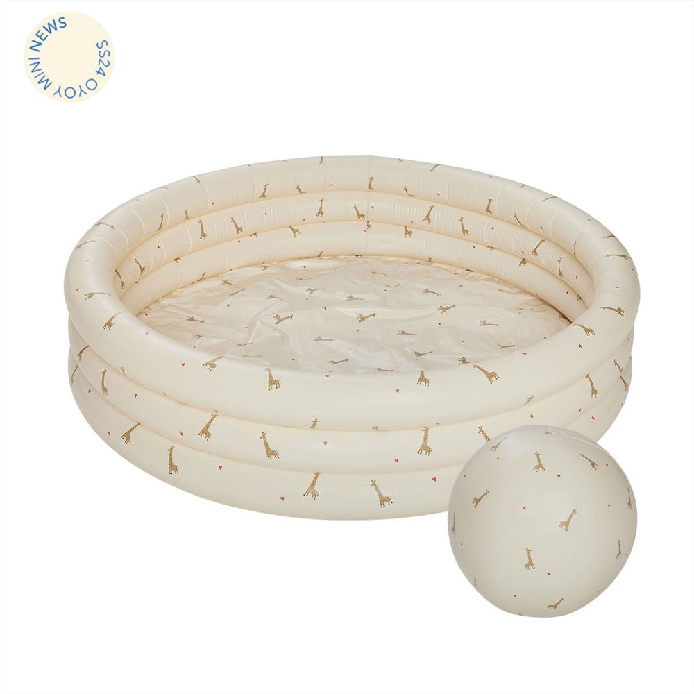 OYOY MINI Giraffe Swimming Pool Large & Beach Ball - Butter