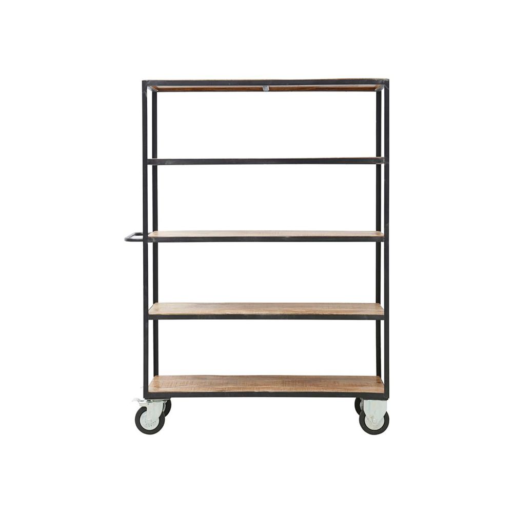 House Doctor Rack mit 4 Rädern, Schwarz/Holz