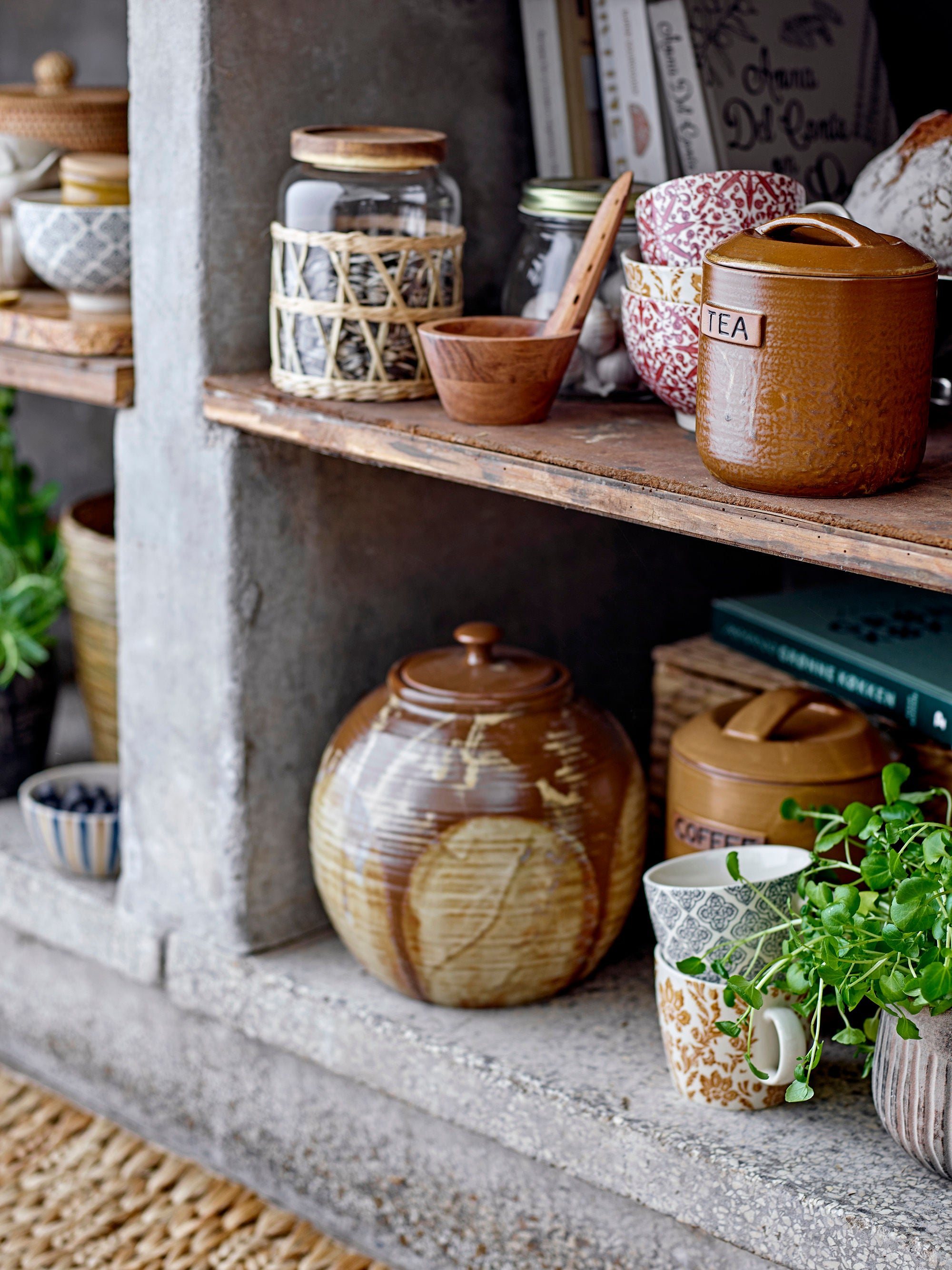 Bloomingville Nasib Pot avec couvercle, marron, grès