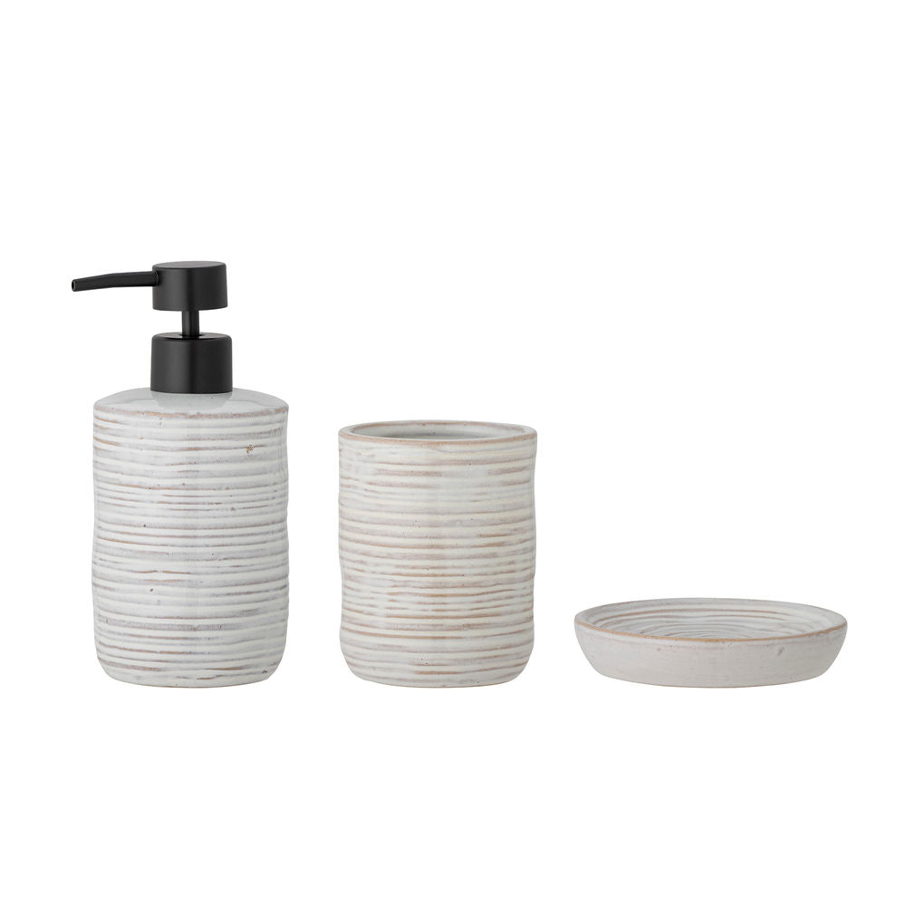 Bloomingville Winta Zeepdispenser Set, Natuur, Steengoed