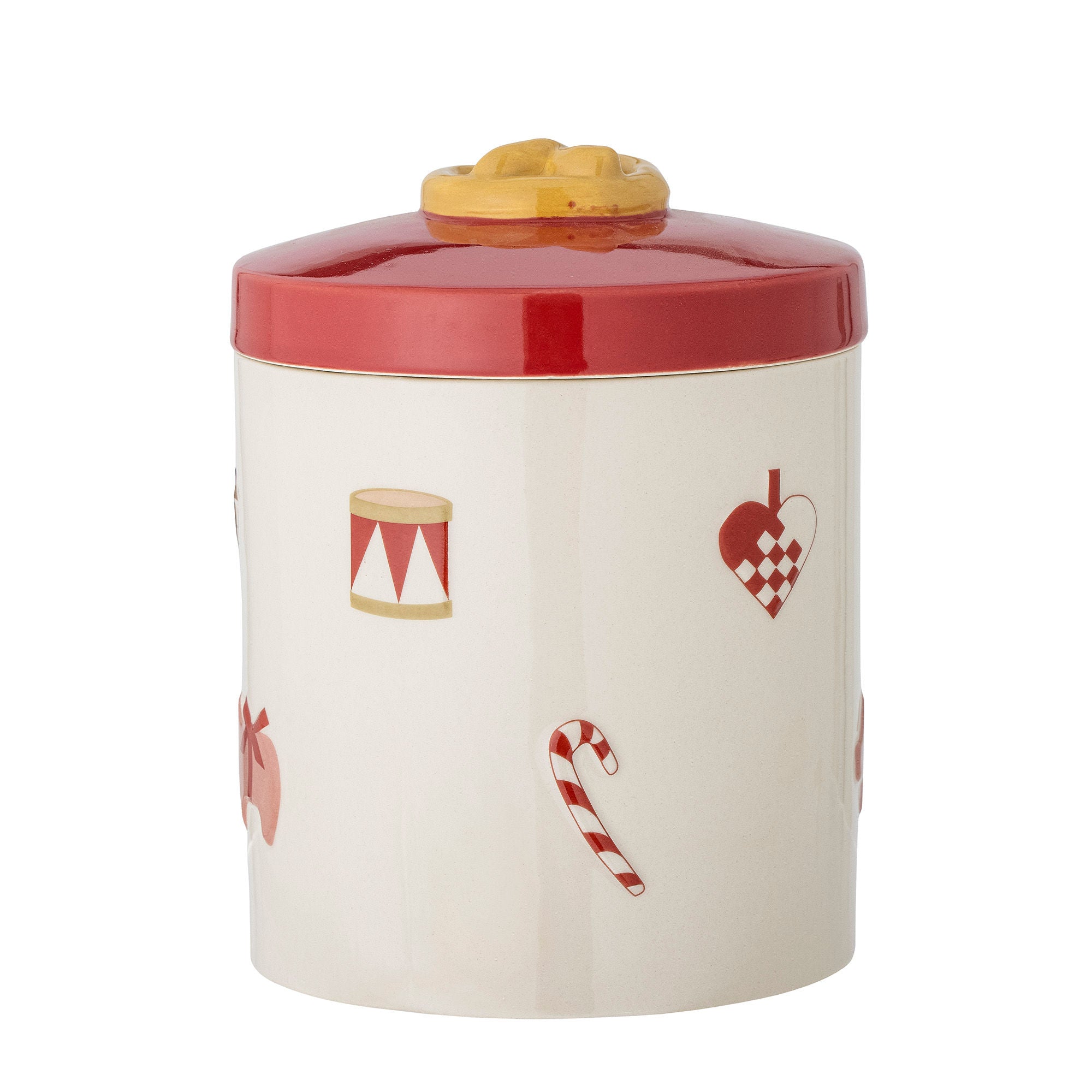 Bloomingville Yule pot met deksel, Rood, Steengoed